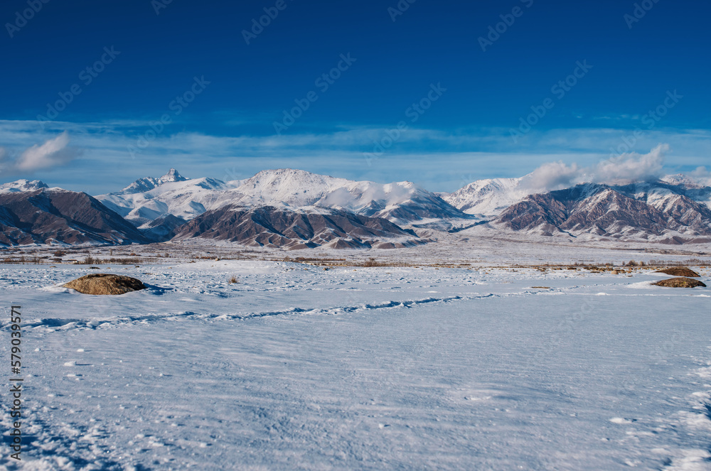 Mountains winter Kyrgyzstan landscape