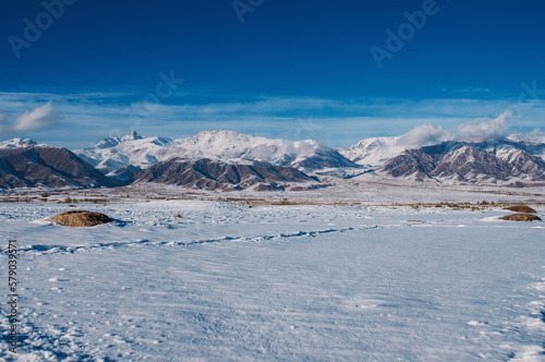 Mountains winter Kyrgyzstan landscape © chaossart