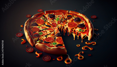Concept of tasty food with pizza. Generative AI.