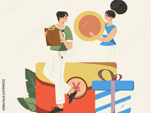 Festive Shopping E-Commerce Online Shopping People Flat Vector Concept Operation Hand Drawn Illustration  © Lyn Lee