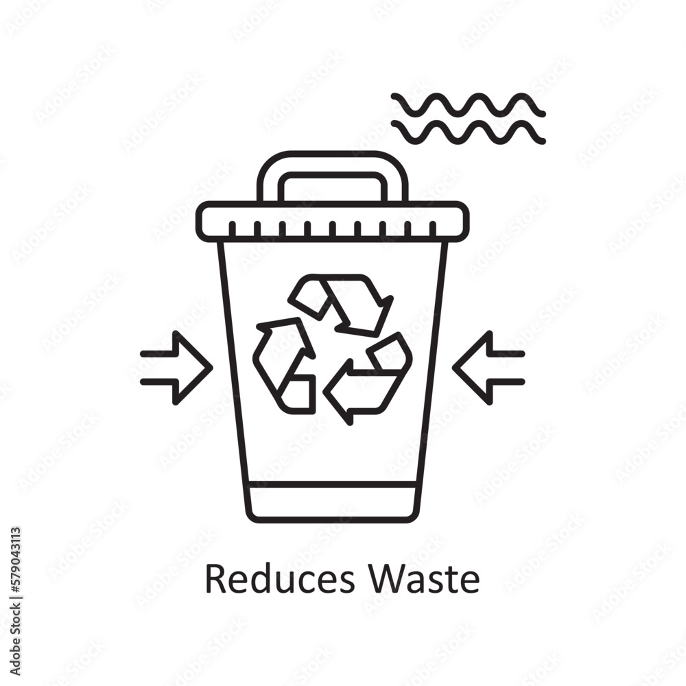 Reduces Waste Vector Outline Icon Design illustration. Ecology Symbol on White background EPS 10 File Reduces Waste Vector Outline Icon Design illustration. Ecology Symbol on White background EPS 10 File