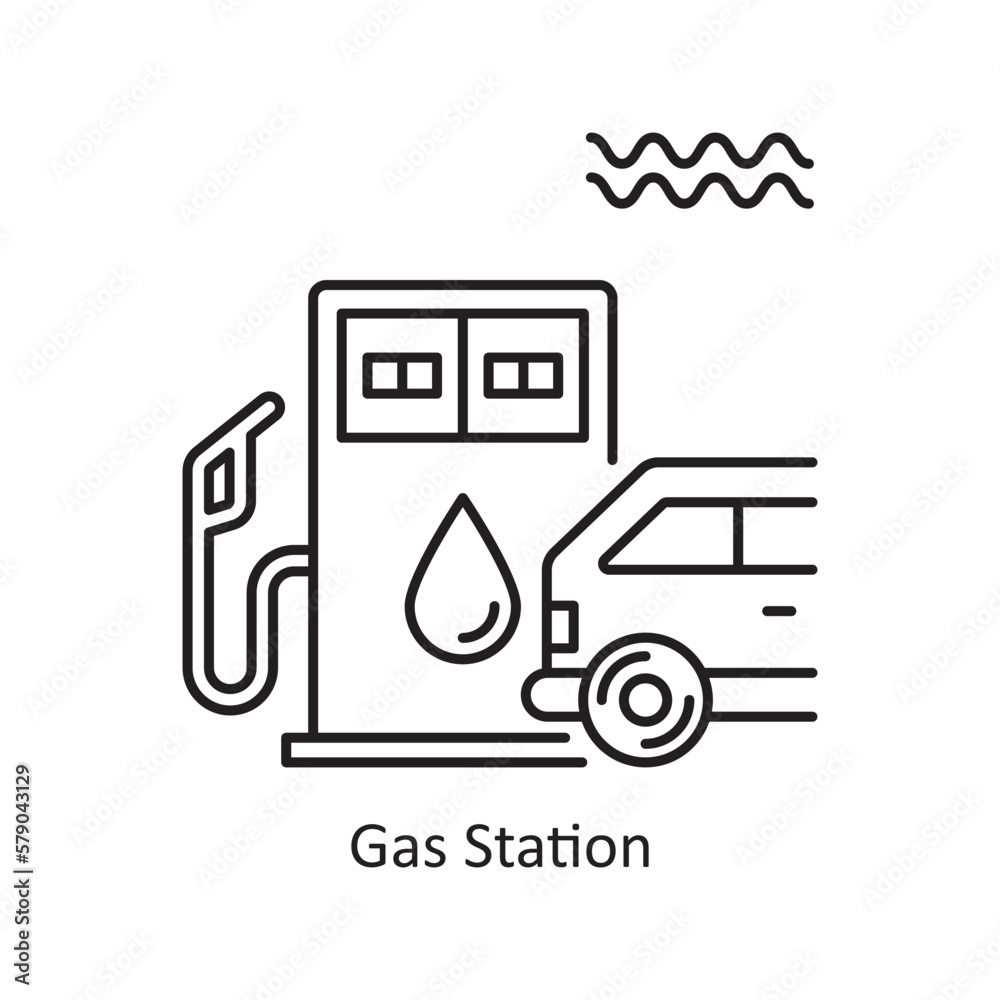 Gas Station Vector Outline Icon Design illustration. Ecology Symbol on White background EPS 10 File Gas Station Vector Outline Icon Design illustration. Ecology Symbol on White background EPS 10 File