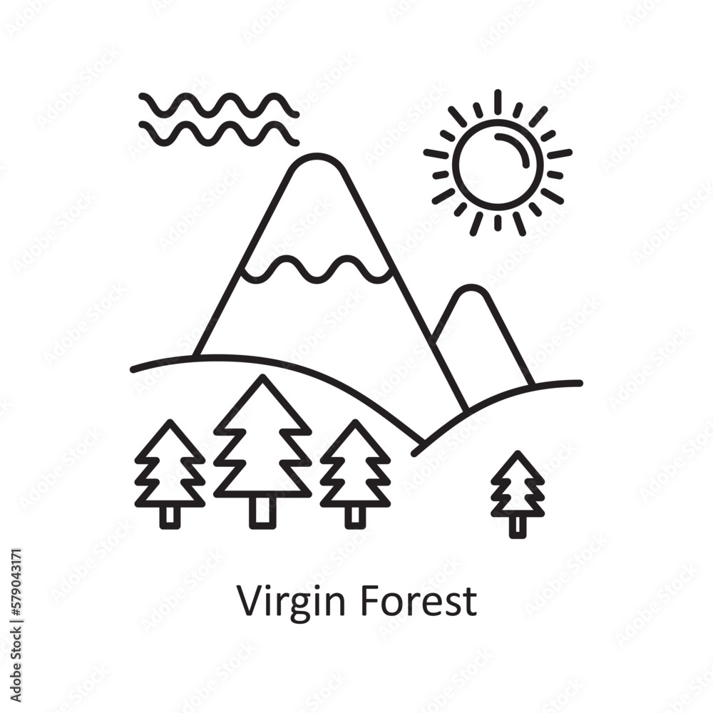Virgin forest Vector Outline Icon Design illustration. Ecology Symbol on White background EPS 10 File