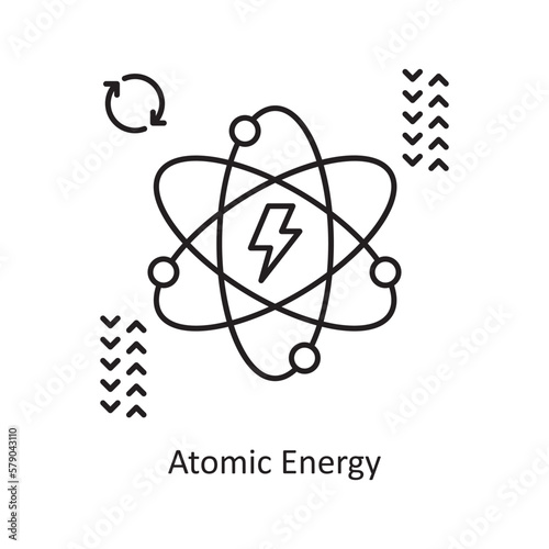 Atomic Energy Vector Outline Icon Design illustration. Ecology Symbol on White background EPS 10 File