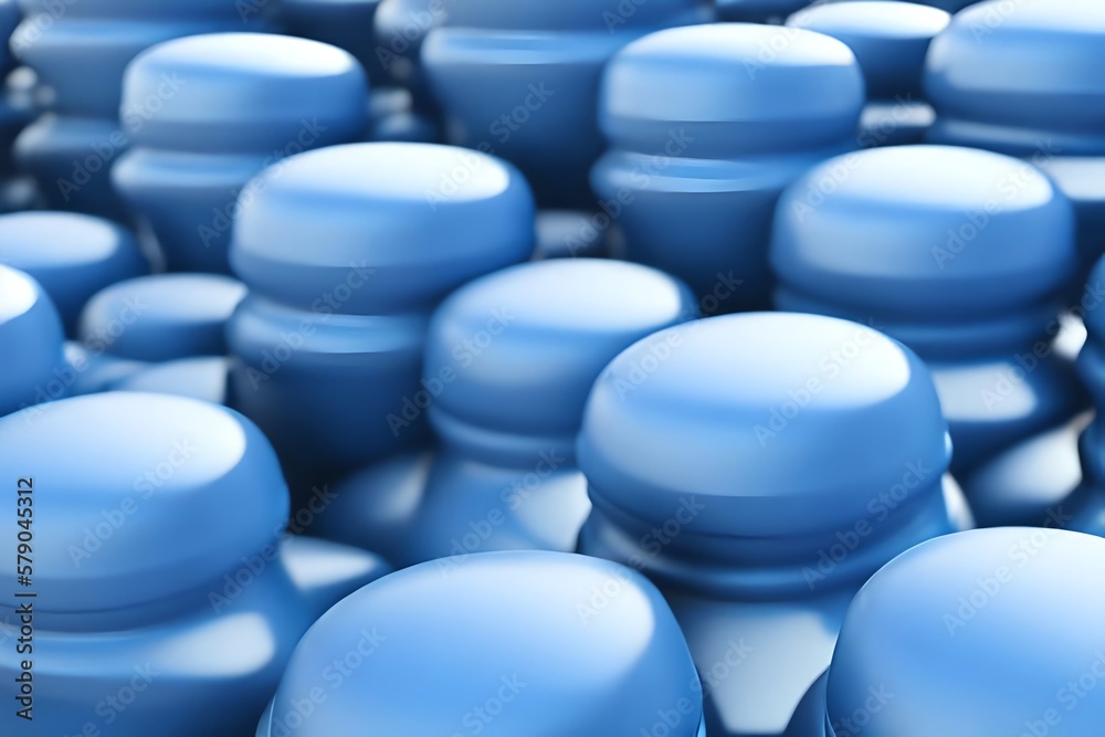 Blue Plastic Bottles On White Background. 3d Illustration. Generative AI Blue Plastic Bottles On White Background. 3d Illustration. Generative AI