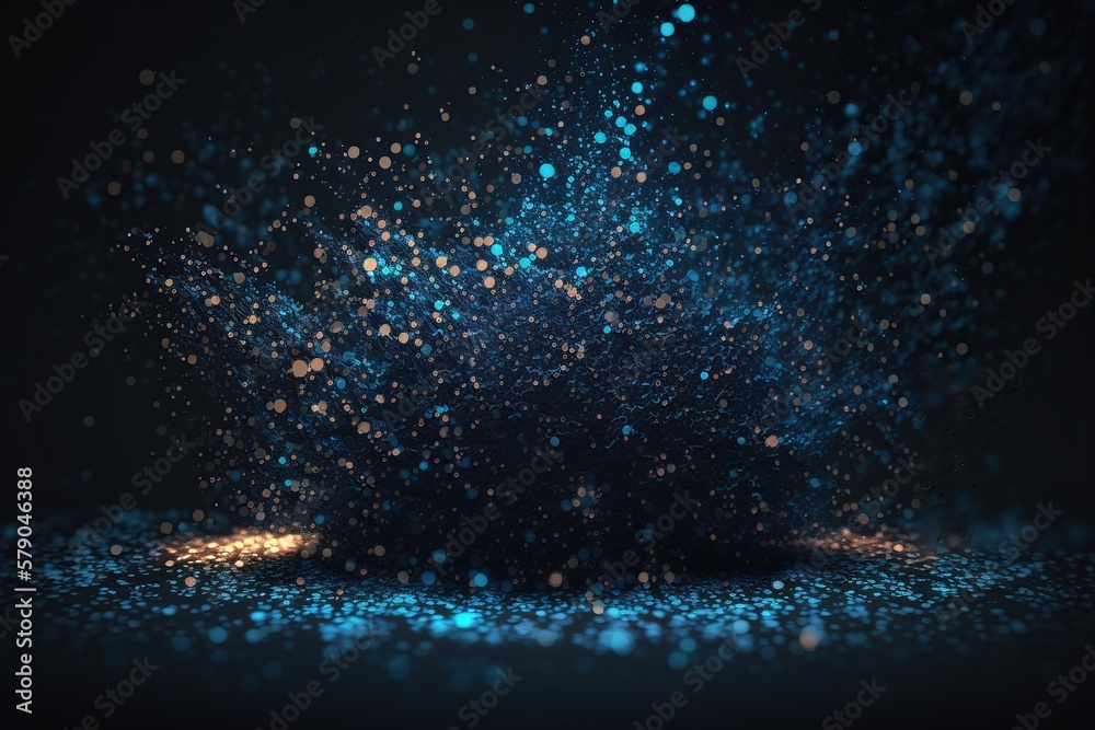 Abstract dark blue and white with glowing particle on dark background. Generative AI Abstract dark blue and white with glowing particle on dark background. Generative AI