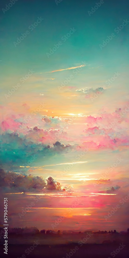 Obraz premium abstract sunset sky with pastel painting Generative AI