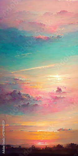 abstract sunset sky with pastel painting Generative AI