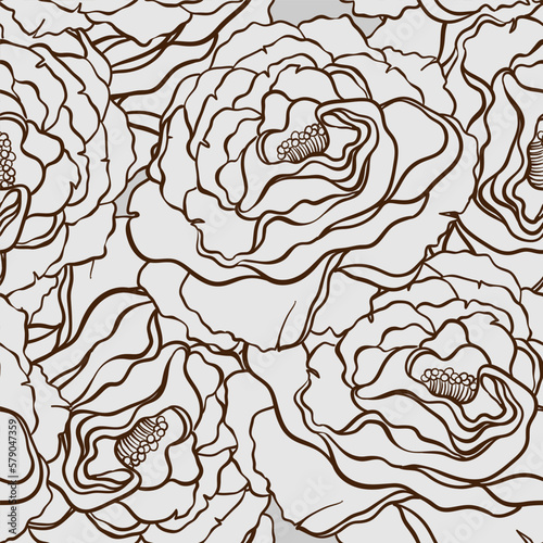 Seamless pattern with flowers roses, vector floral illustration in vintage st...