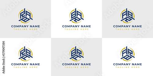 Letter RBA, RAB, BRA, BAR, ARB, ABR Hexagonal Technology Logo Set. Suitable for any business. photo