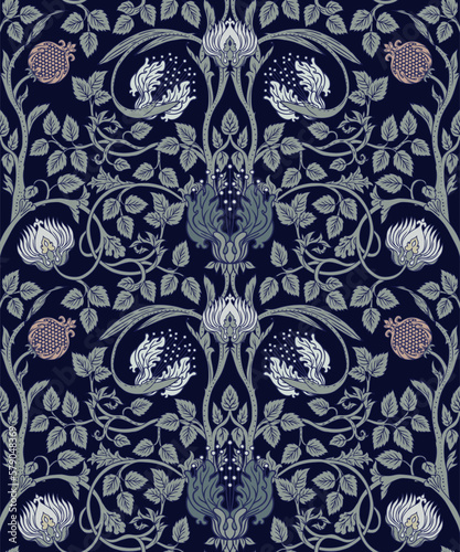 Floral vintage seamless pattern for retro wallpapers. Enchanted Vintage Flowe...