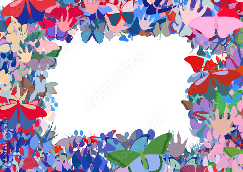 Background pattern abstract design texture. Border frame, transparent background. Theme is about tropical, various, Red Admiral, decoration, background, Monarch, design, owl, fly, spring