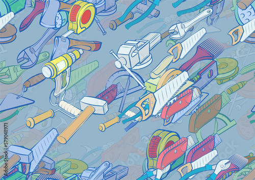Background pattern abstract design texture. Seamless. Repair and Building tools. Theme is about acute, alignment, measurement, hank, nailing, length, concrete, crimping, drawing, workshop