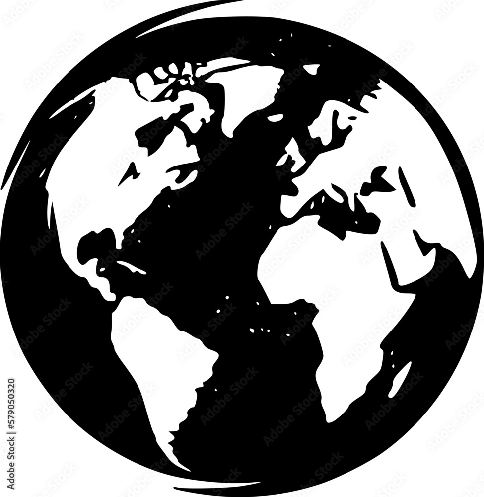 Earth | Black and White Vector illustration Stock Vector | Adobe Stock