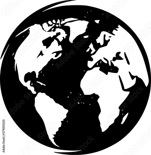 Earth | Black and White Vector illustration