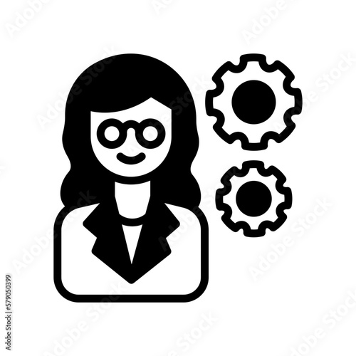 Woman HR Manager icon in vector. Logotype