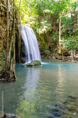 Fototapeta Naklejka Na Ścianę i Meble -  Erawan Waterfall at Erawan national park in Kanchanaburi, Thailand