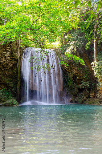 Fototapeta Naklejka Na Ścianę i Meble -  Erawan Waterfall at Erawan national park in Kanchanaburi, Thailand