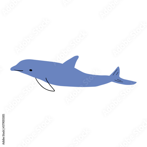 Nautical Dolphin. Sea Underwater animal. Vector illustration