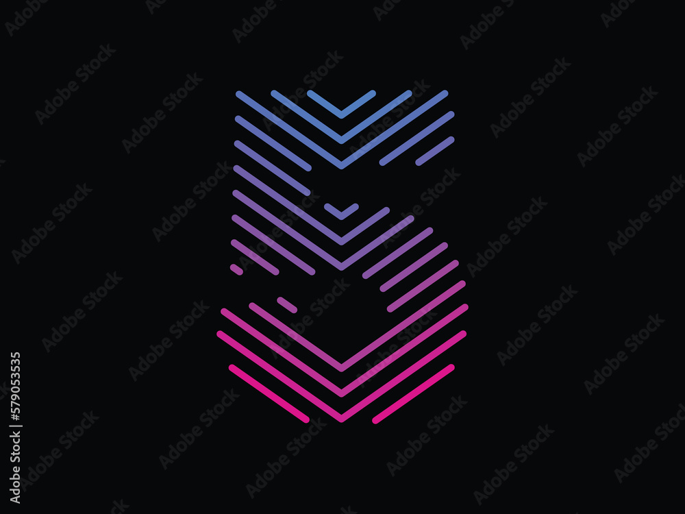 Digit 5 is written with colorful digital lines. Abstract digit 5 logo design template. Logo type vector design Digit 5 is written with colorful digital lines. Abstract digit 5 logo design template. Logo type vector design