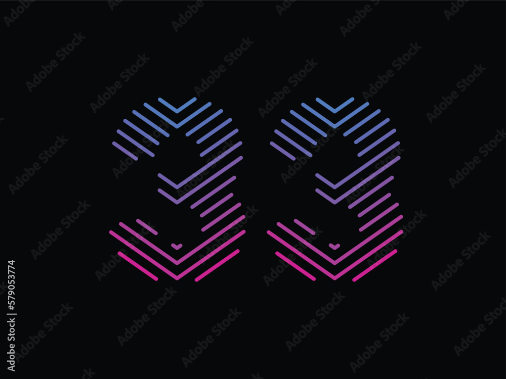 Digit 33 is written with colorful digital lines. Abstract digit 33 logo design template. Logo type vector design Digit 33 is written with colorful digital lines. Abstract digit 33 logo design template. Logo type vector design