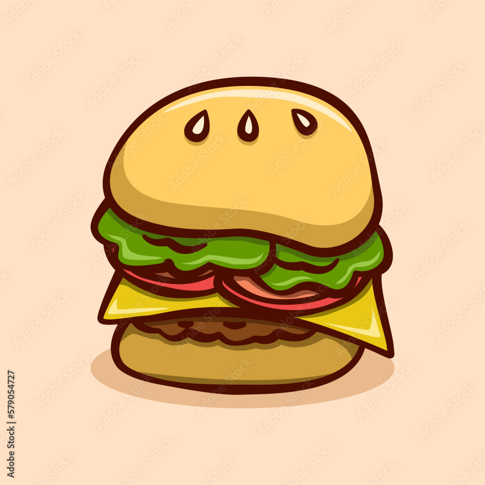 burger illustration concept in cartoon style burger illustration concept in cartoon style