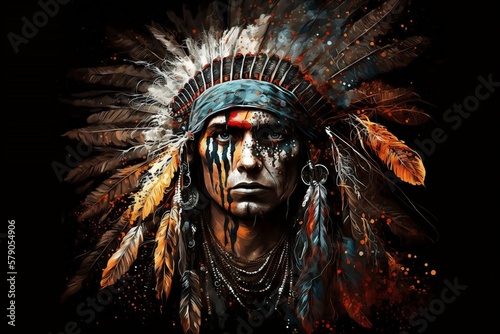 Native American Indian Apache Man Portrait photo