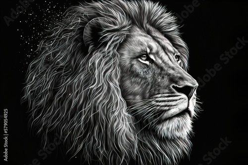 Lion head illustration  generative ai