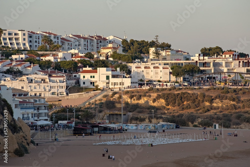 Fototapeta Naklejka Na Ścianę i Meble -  Albufeira beach aerial view (Praia do Peneco), Southern Portugal