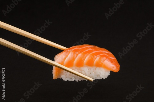 sushi on background black