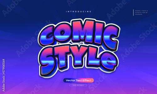 Editable Colorful Comic Text Style Effect. Retro Text Effect