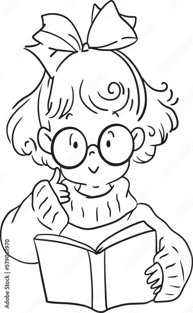 Fototapeta premium girl reading a book