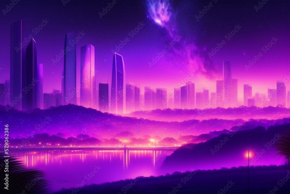 Fototapeta premium city skyline ai generative 