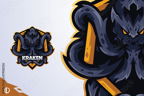 Kraken - Mascot & Esport logo template, All elements in this template are editable