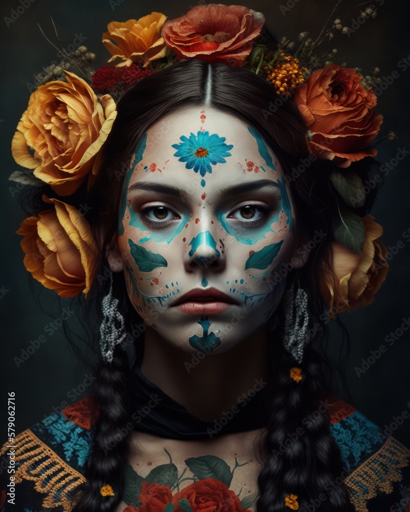 Dia de los Muertos Studio Portrait. Generative AI Dia de los Muertos Studio Portrait. Generative AI