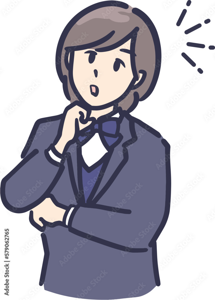 何かを閃いた制服の女子学生イラスト 何かを閃いた制服の女子学生イラスト