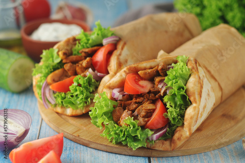 A traditional dish of Greece - gyros photo