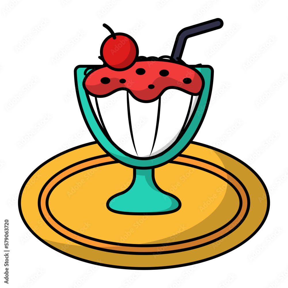 Rose Rabri Falooda Concept, bastani sonnati Faloodeh vector outline ...
