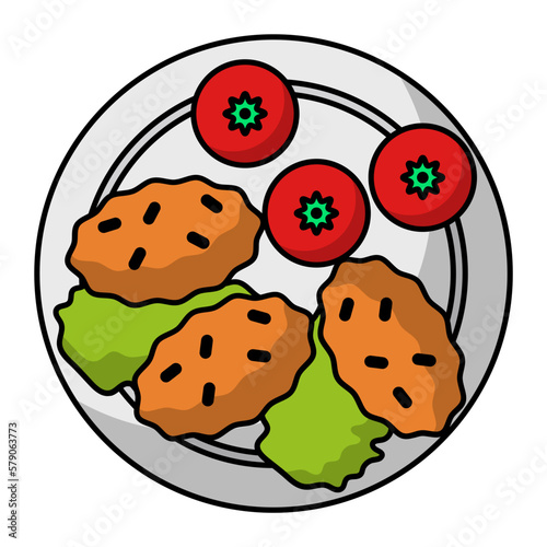 Mercimek Koftesi  Concept, Turkish Lentil Balls vector outline color icon design, Asian Cuisine symbol, Famous Dish Sign, Street Food stock illustration 