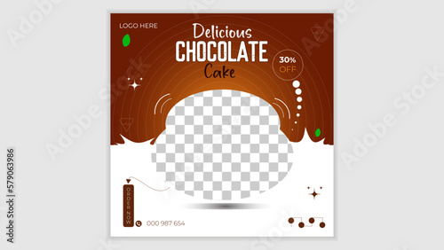Delicious chocolate social media banner and instagram post design vector template.