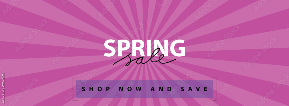 Spring Sale banner rays,  label, lines burst backgroud