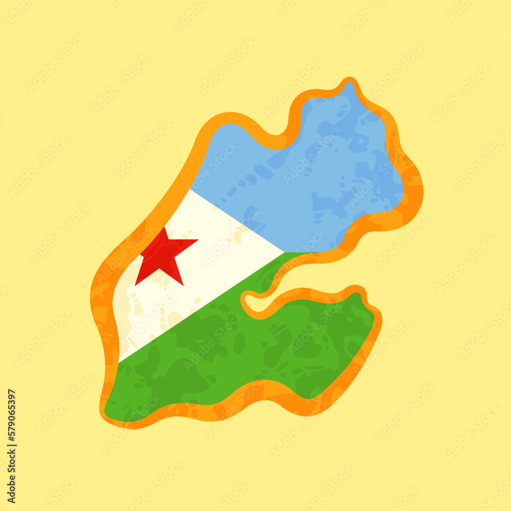 Djibouti - Map colored with the flag