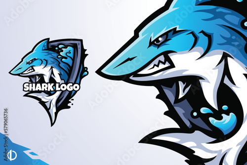 Shark - Mascot & Esport logo template, All elements in this template are editable