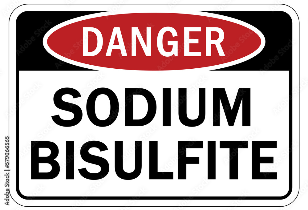 Acid chemical warning sign and labels sodium bisulfite