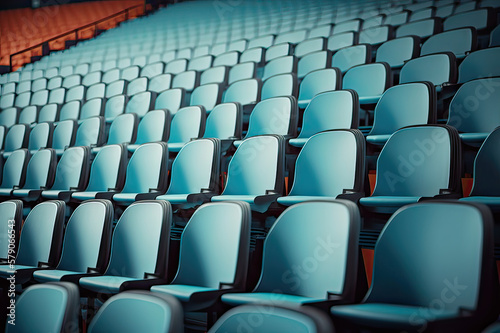 Fotografie, Obraz Empty Stadium Seats. Photo generative AI