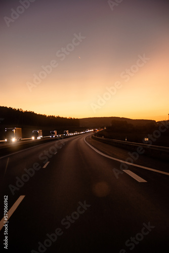 driving on the highway at sunset © Andrei Ivanou