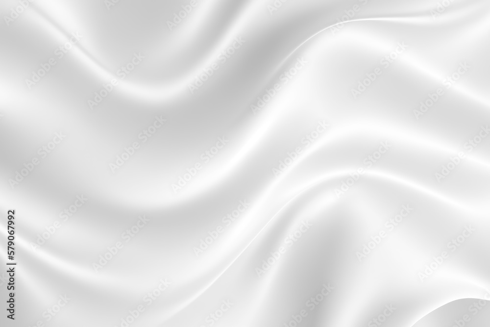 White and grey satin fabric curves wave lines background texture for web design , banner , business concept.