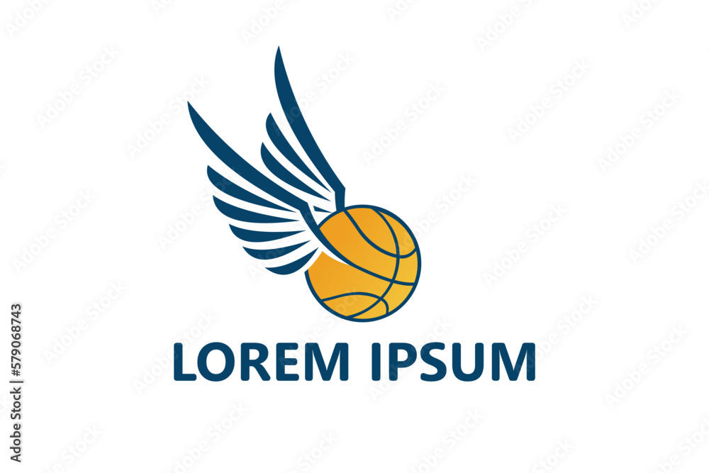 Flying basketball logo template design vector
