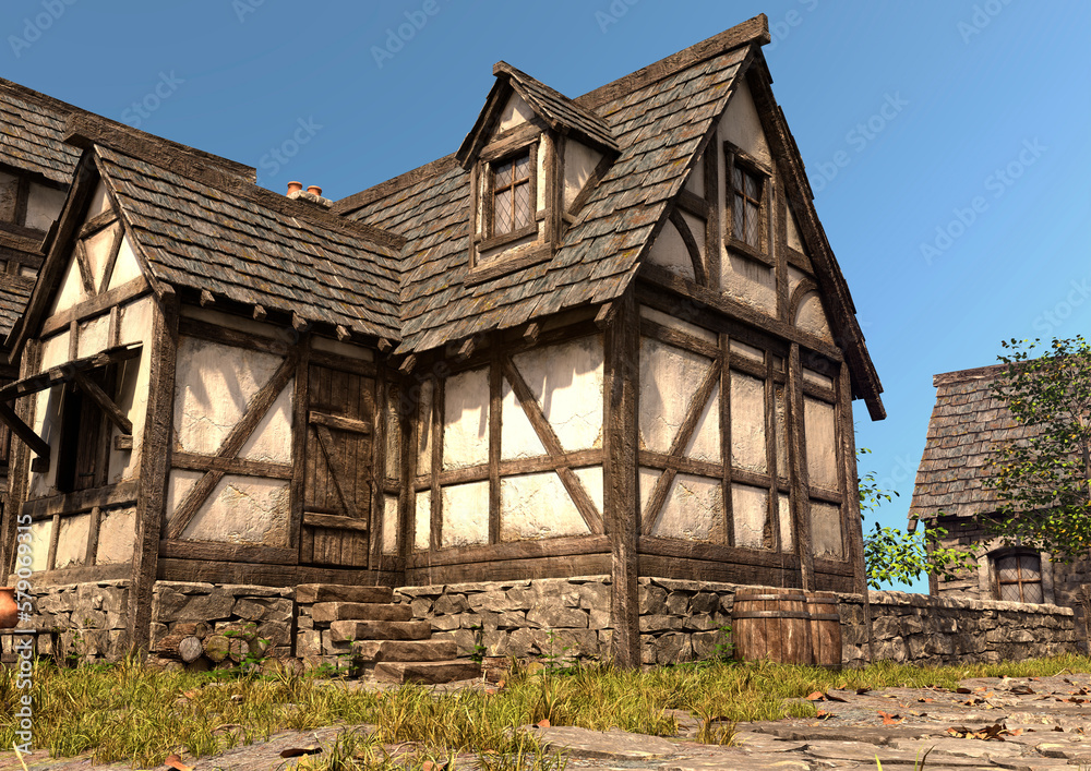 3D Rendering Medieval Street 3D Rendering Medieval Street