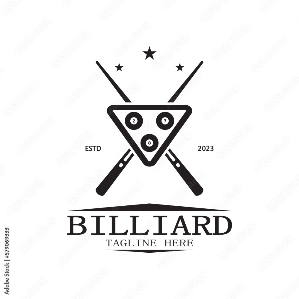 simple billiards logo template illustration with billiard balls and